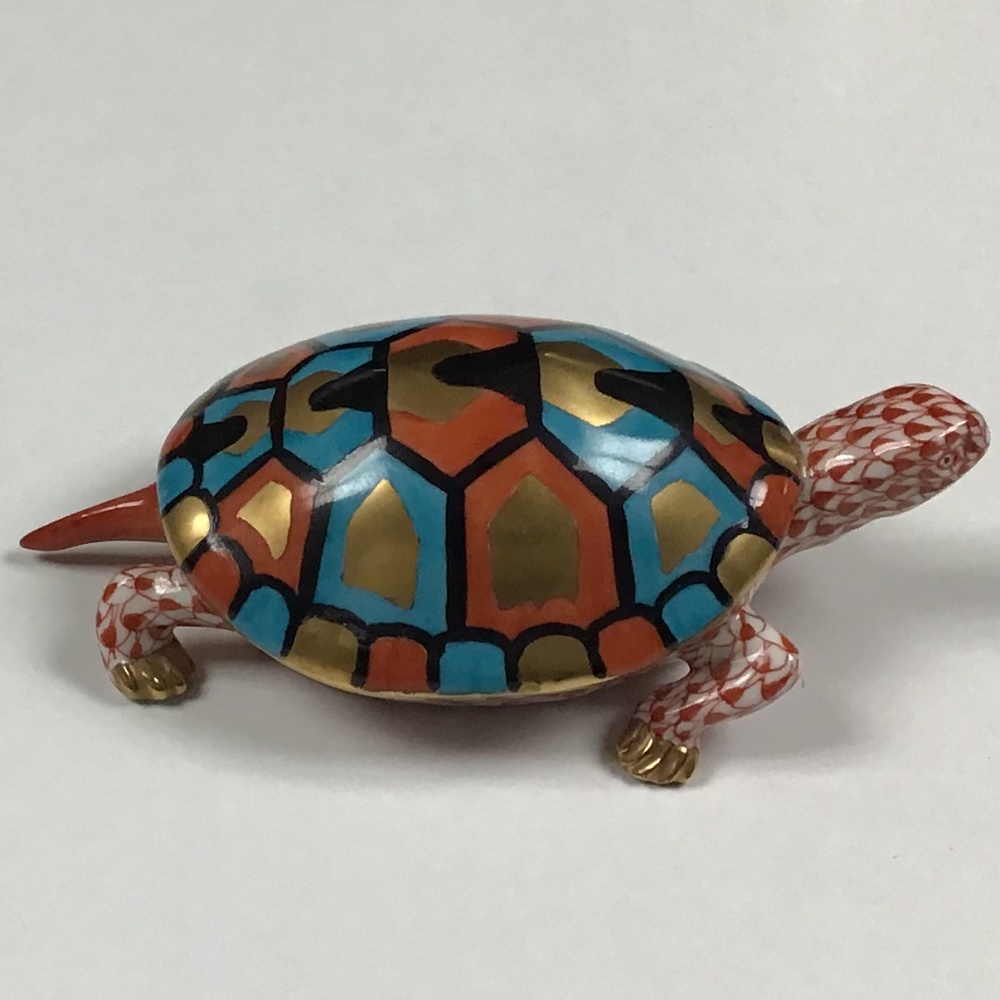 Herend Rust Fishnet Turtle with Colorful Shell - Picture 4 of 8